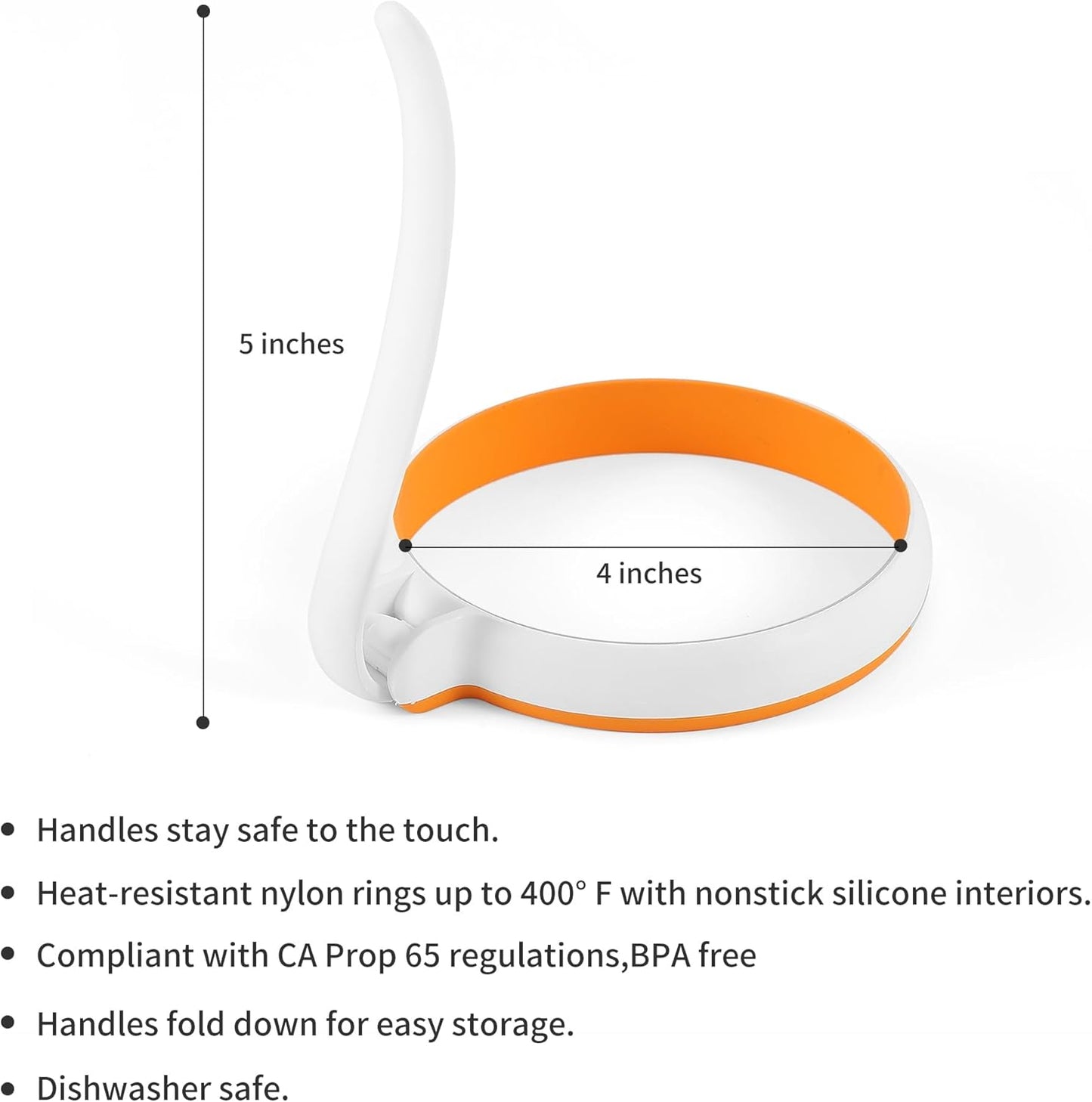 Silicone Fried Egg Cooker Rings Set,Nonstick,Easy to Use&Clean, 4-pack, Round Egg Mold for Cooking Pancake,Breakfast Sandwich, fit McMuffin Biscuit,Griddle Egg Ring for Frying Eggs