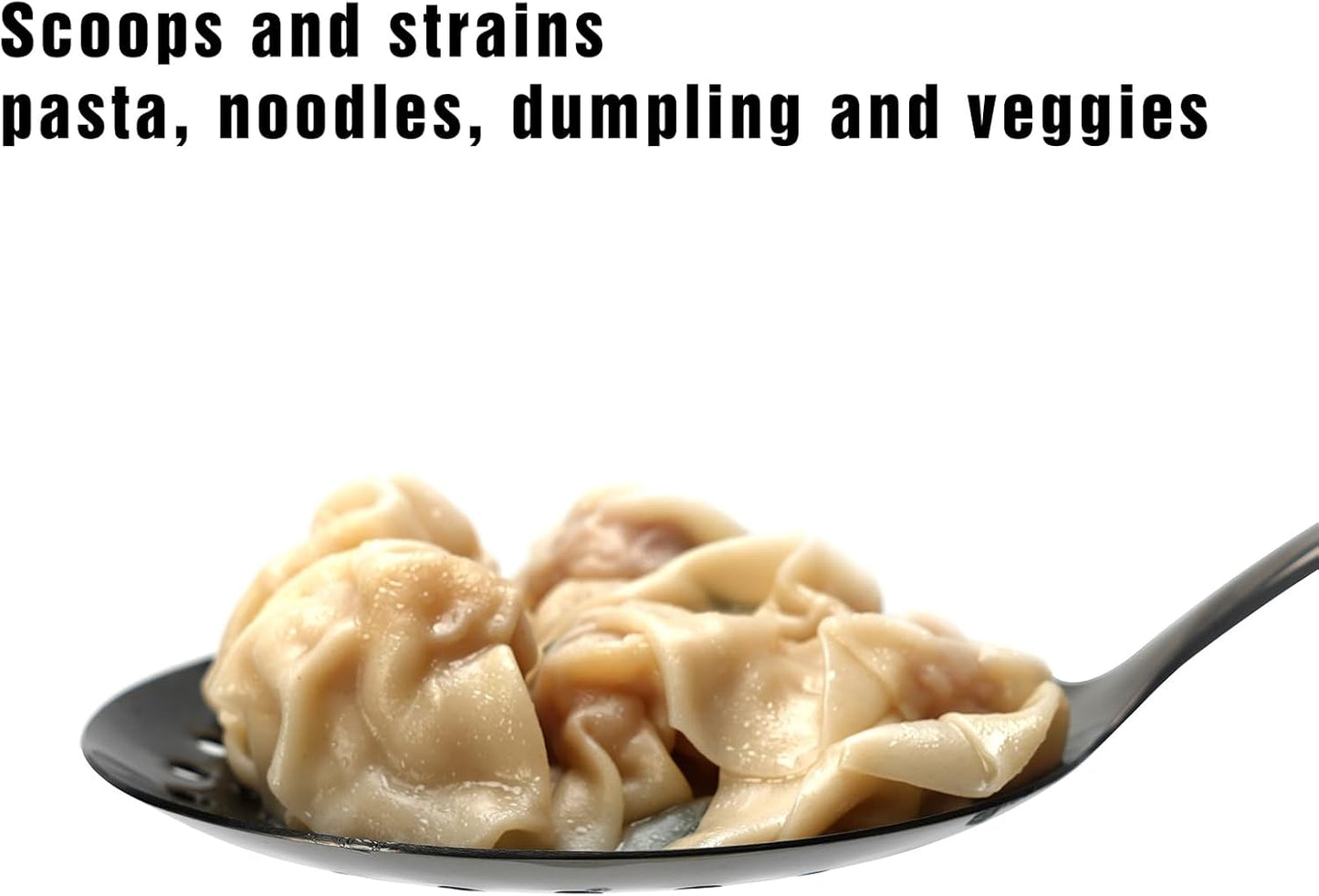 Skimmer Spoon, Slotted Spoons for Cooking, Slotted Spoon, Kitchen Stainless Steel Slotted Serving Spoon, Stainless Steel Strainer, Black