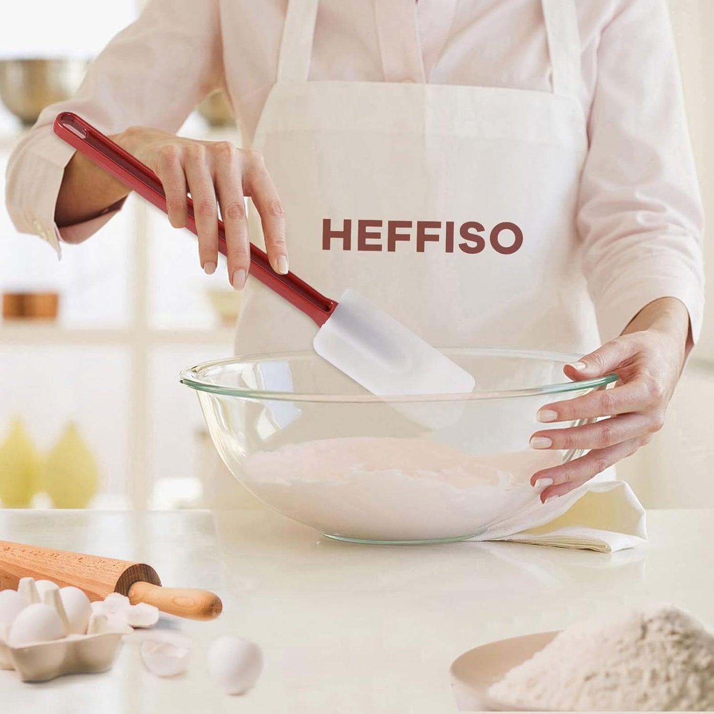 6 Pcs Commerical Silicone Spatula Set, 9.5-Inch Jam Scrapers High Heat Resistant, Commercial Grade, Nonstick & BPA-Free