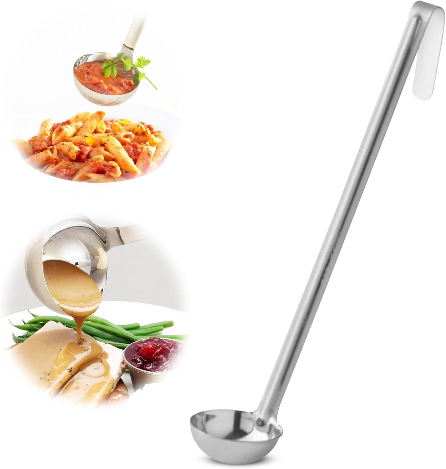 Ladle - Durable Stainless Steel Ladle Serving Measuring Soup Dressing Sauce Gravy Sturdy Dependable Long Handle for Kitchen (1, 1 Oz.)