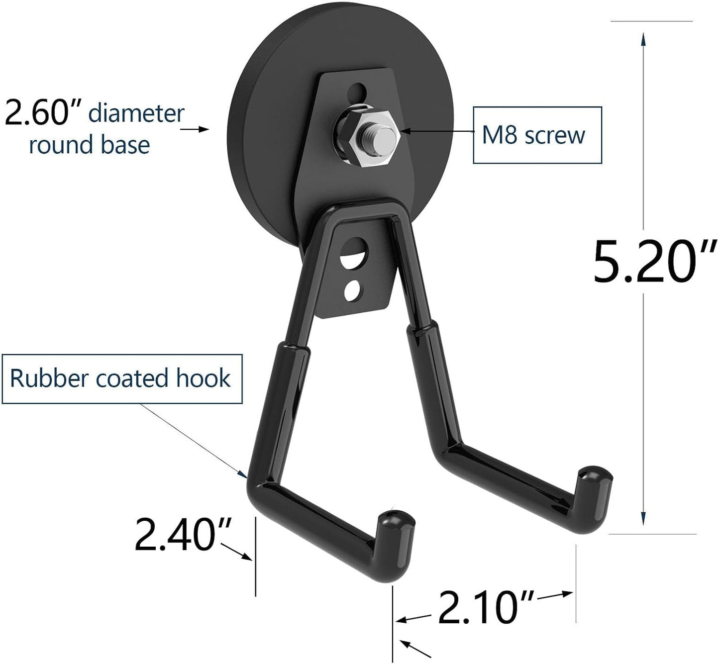 Heavy Duty Jumbo Pack Magnetic Hooks, Anti-Slide Magnet Garage Hanger, Garage Hook, Super Strong Magnetic Mounting for Garden Tools, Hose, Power Drill, Steel Pegboard, Workshop (8 Pack)