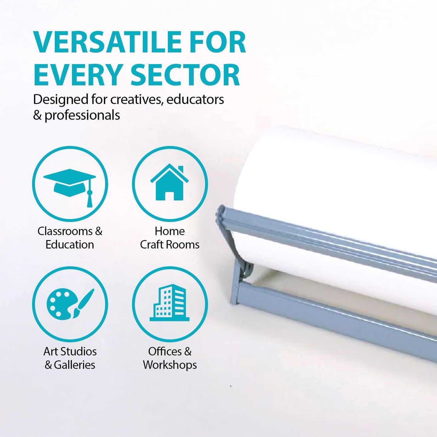 30" Wide Roll Paper Dispenser with Cutter for Desktop – Roll Dispenser with Serrated Cutter – Fits Craft, Freezer, Wrapping, Butcher Paper Roll or Cling Film – Heavy-Duty, Grey