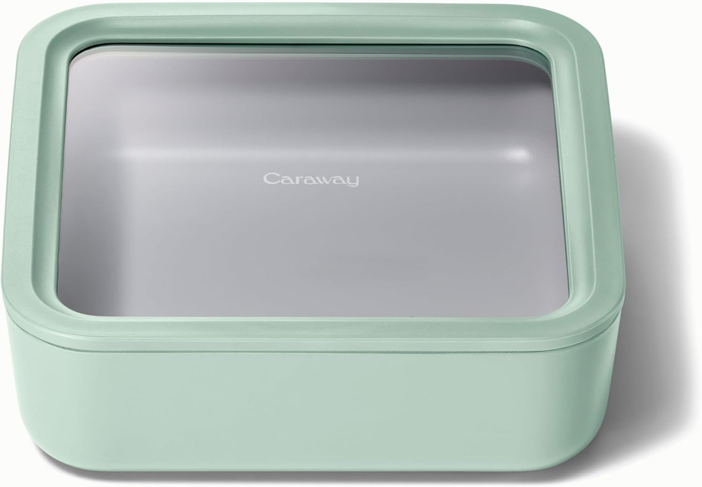Caraway Glass Food Storage, 10 Cup Glass Container,Ceramic Coated Food Container,Easy to Store, Non Toxic, Non Stick Lunch Box Container with Glass Lids. Dishwasher, Oven,Square Shape,Mist