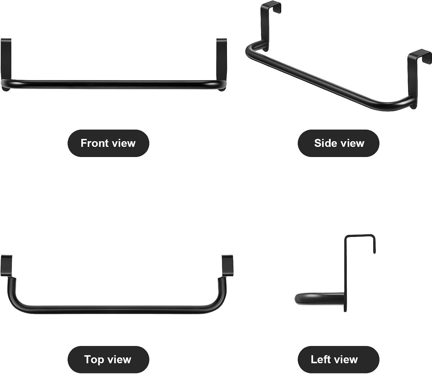 2 Pieces Metal Towel Bar Kitchen Cabinet Steel Towel Rack Bar for Hanging on Inside or Outside of Doors, Home Kitchen Bathroom(Black)