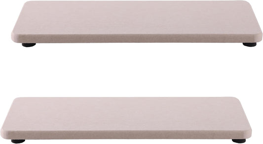 2 Pcs Water Absorbing Stone Trays, Kitchen/Bathroom Sink Soap Dish, Diatomite Tray Used for Hand Soap & Cosmetic Bottles in The Modern Home, 3.15" W x 8.7" L, Light Gray