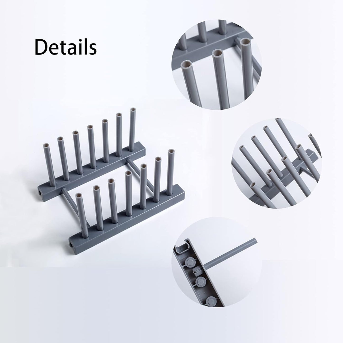 Gray Plate Racks Organizer for Cabinet, 4 Pack Plastic Plate Rack Stand Keep Dry for Dish, Bowl, Cutting Board, Bakeware, Serving Tray and More, Desk Mail Sorter Organizer 6 Slots Removable