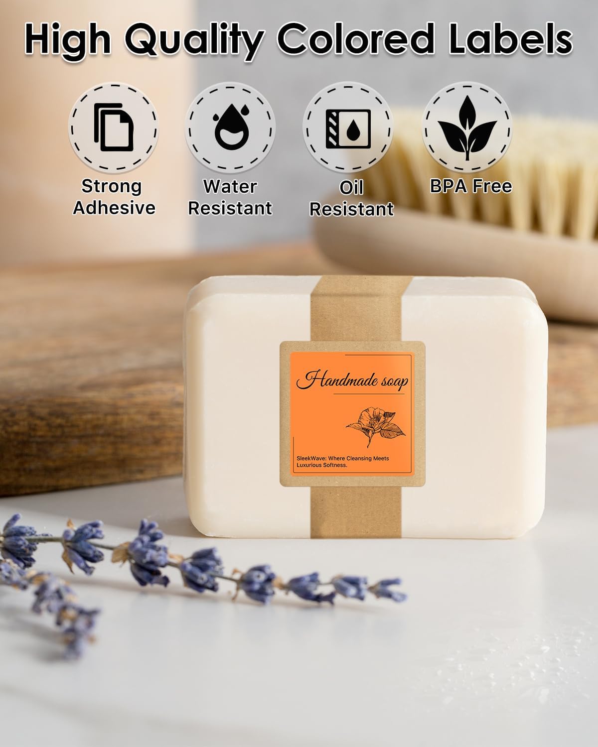 iEager Orange Square Thermal Label Stickers, 2"x2" Self-Adhesive Square Direct Thermal Labels with Perforation Line, 500 Sheets/Roll