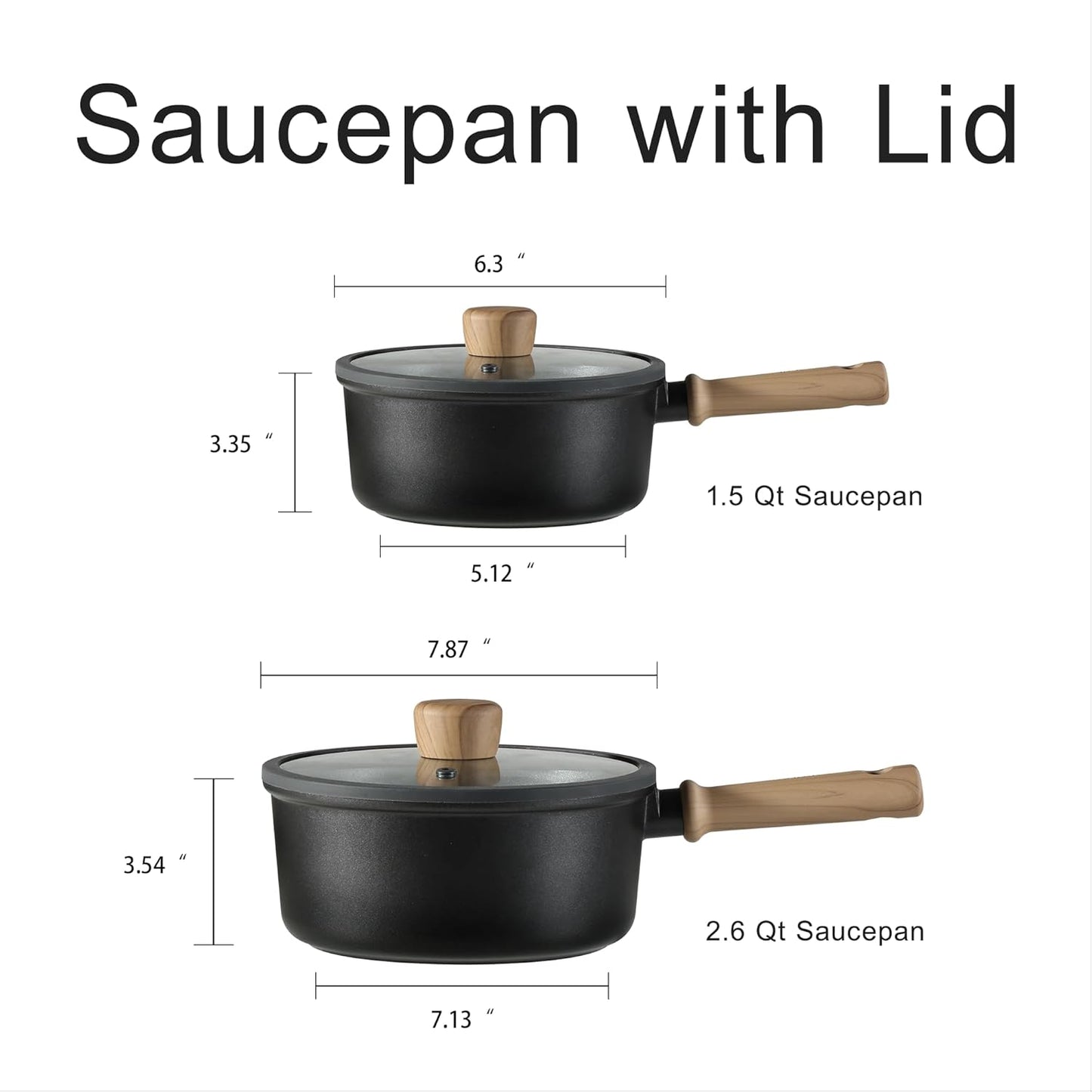 CAROTE Nonstick Sauce Pan Set With Lid, 1.5Qt & 2.6Qt Non Stick Saucepan Small Pots for Cooking, Multipurpose Ultra-light Titanium Small Kitchen Cooking pots, Induction Compatible, PFOA/PFOS Free