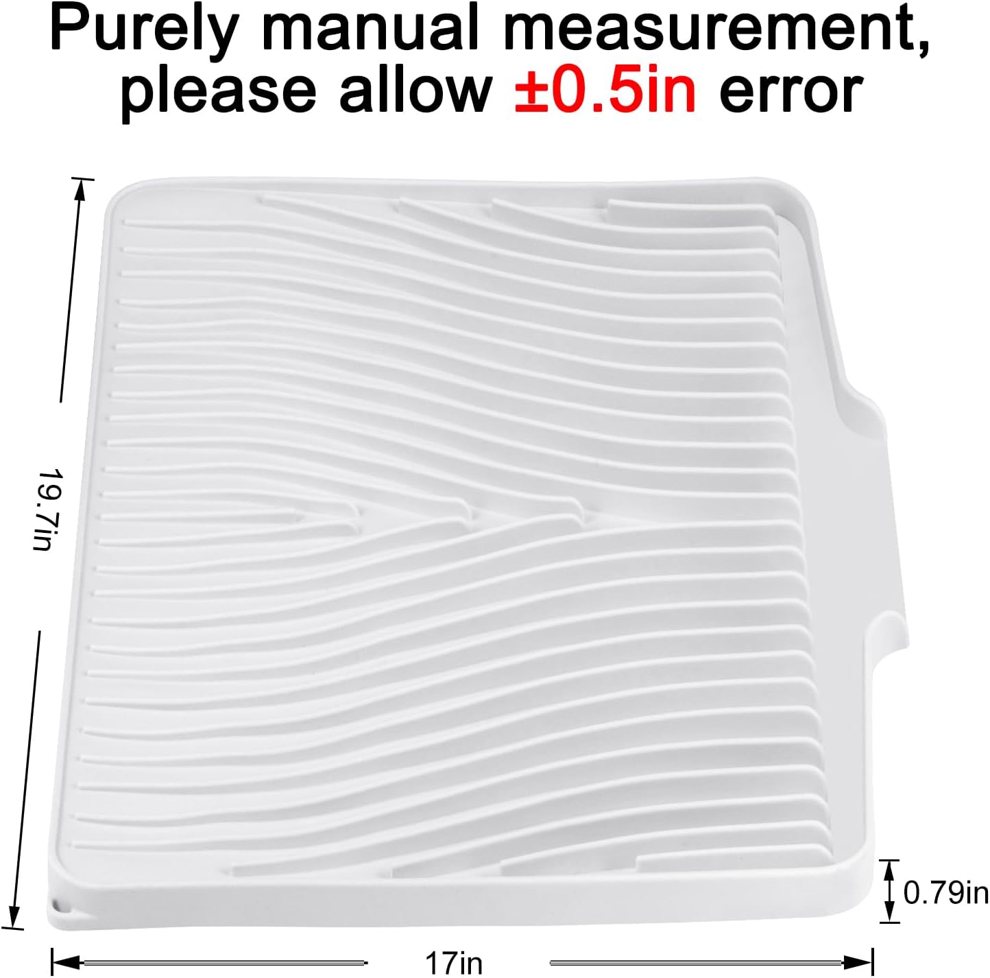 Silicone Dish Drying Mat, Stone Drying Mat for Kitchen Counter with Built-In Drain, Non-Slip Drying Matt Kitchen Counter, Heat Resistant Dish Drying Pad, 1 Pc (19.7" x 17",Ivory)