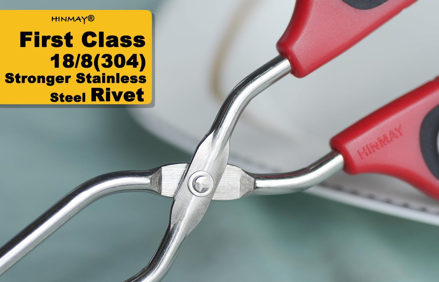 Stainless Steel Scissor Tongs 15-Inch Heavy Duty Grilling Tongs, Set of 2