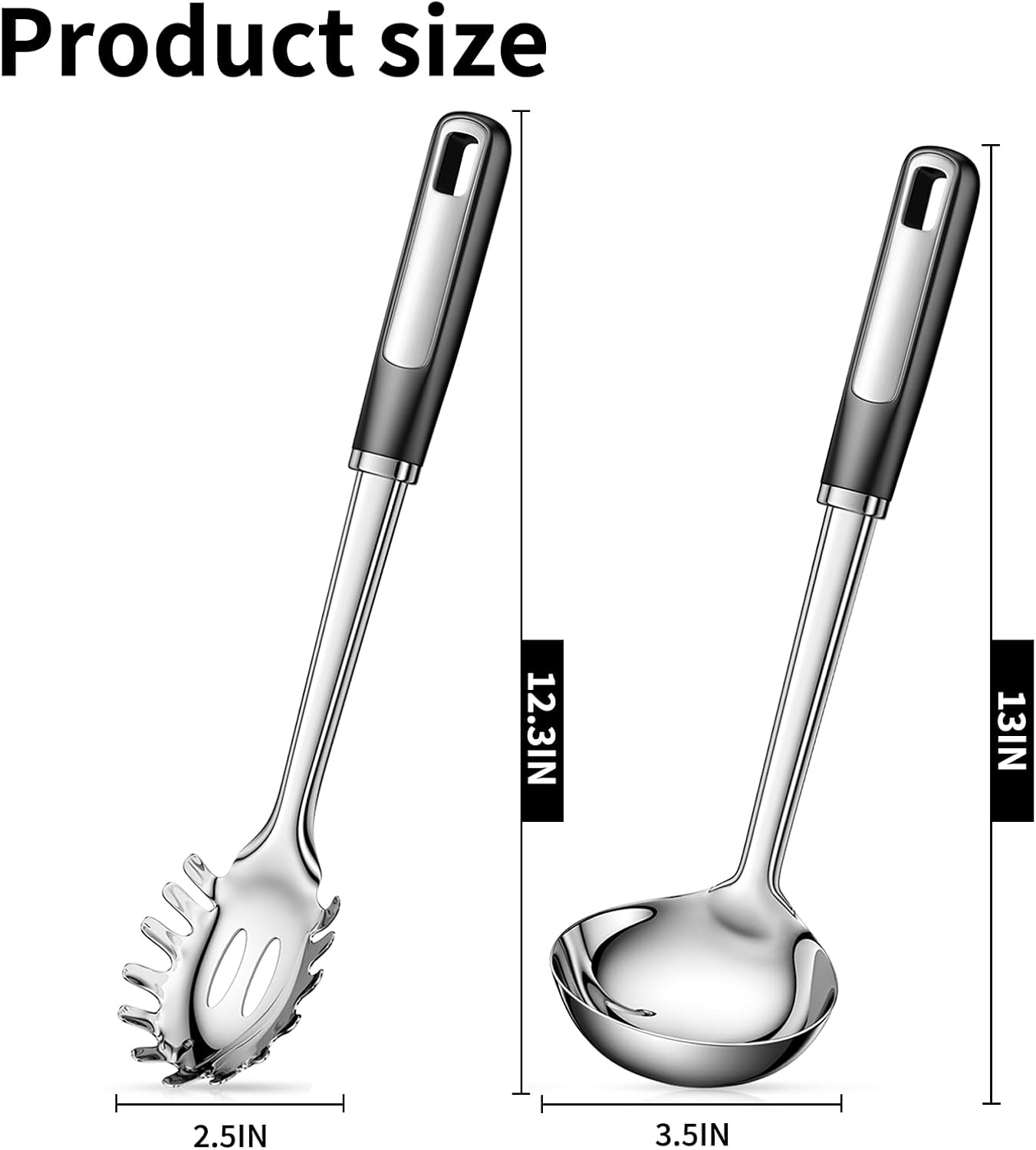 Pasta Fork and Ladle Spoon Set, Large Kitchen Utensils for Cooking,Stirring,Serving Spaghetti, Soup, Sauce