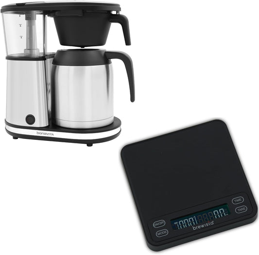 Bonavita 8 Cup Coffee Maker with Thermal Carafe, BV1901TS + Brewista Smart Coffee Scale III for Precision Brewing and Pour-Over Coffee