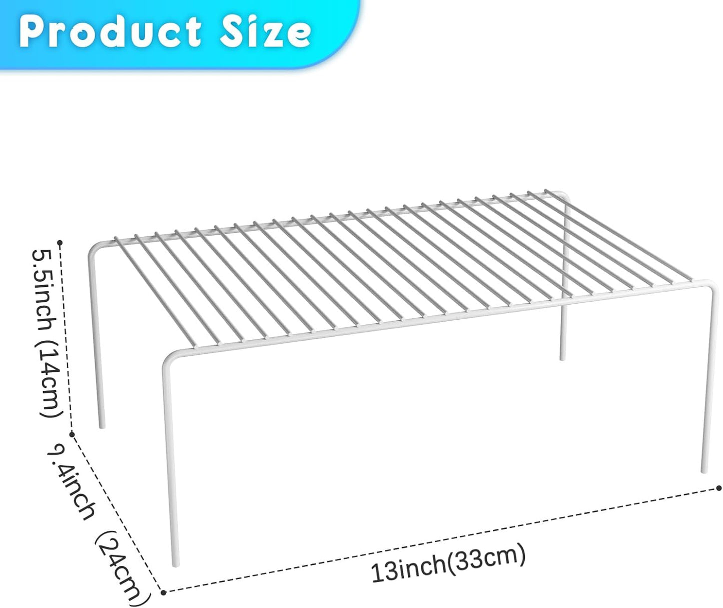 Medium(13 x 9.4 inch)White Cabinet Storage Shelf Rack Set of 6, Rustproof Metal Wire Kitchen Counter Organizers and Storage, Spice Organization for Cabinet, Plate, Dish, Pantry, Bathroom, Fridge
