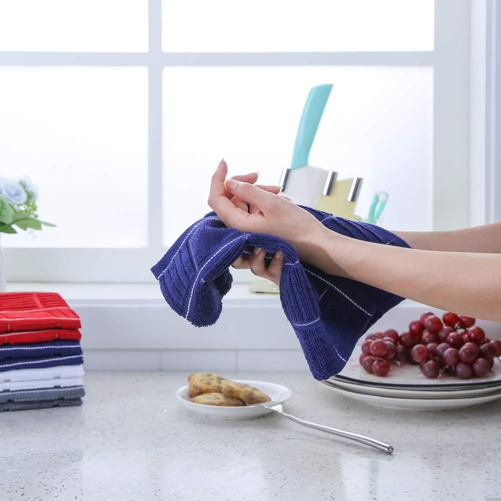 Glynniss Dish Cloths for Kitchen Washing Dishes, Super Absorbent Dish Rags, Cotton Terry Cleaning Cloths Pack of 8 (Rust, 12x12 inches)