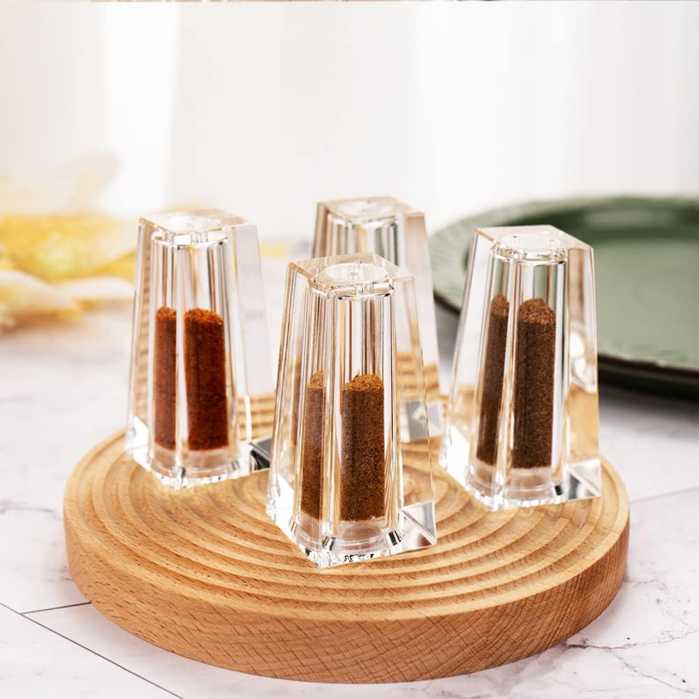 Salt and Pepper Shaker Set Spice Dispenser Refillable Design Cut Crystal Seasoning Shaker Kitchen Decor for Cooking Table, RV, Dinner Party, Camping BBQ (Set Of 4)