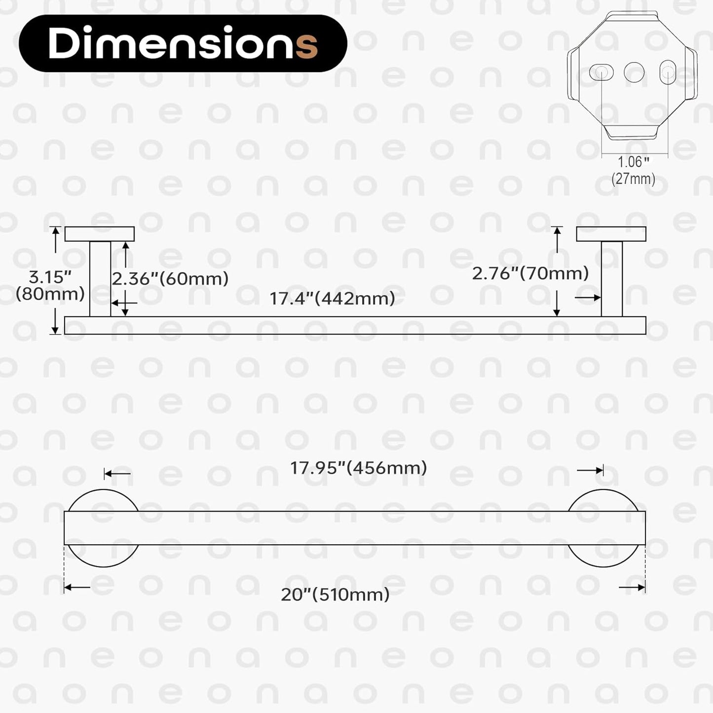 20 Inch Bathroom Towel Bar Bath Towel Rack Kitchen Towel Holder Towel Shelf Wall Mounted SUS304 Stainless Steel 2 Pack Brushed Nickel AN4001BR-L20-P2