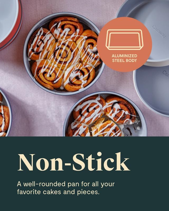 Caraway Non-Stick Ceramic 9” Circle Pan - Naturally Slick Ceramic Coating - Non-Toxic, PTFE & PFOA Free - Perfect for Birthday Cakes, Tartes, & More - Marigold