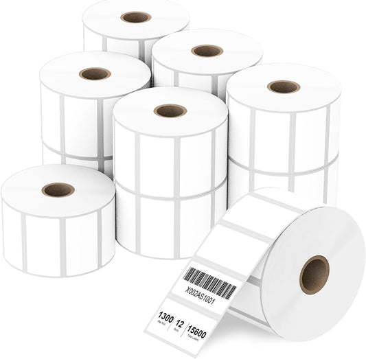 2" x 1" Direct Thermal Label, Paper for Barcodes Postage Address Perforated & Compatible with Rollo, Zebra, Munbyn, Nelko Printers(12 Rolls, 1300 Labels/Roll)