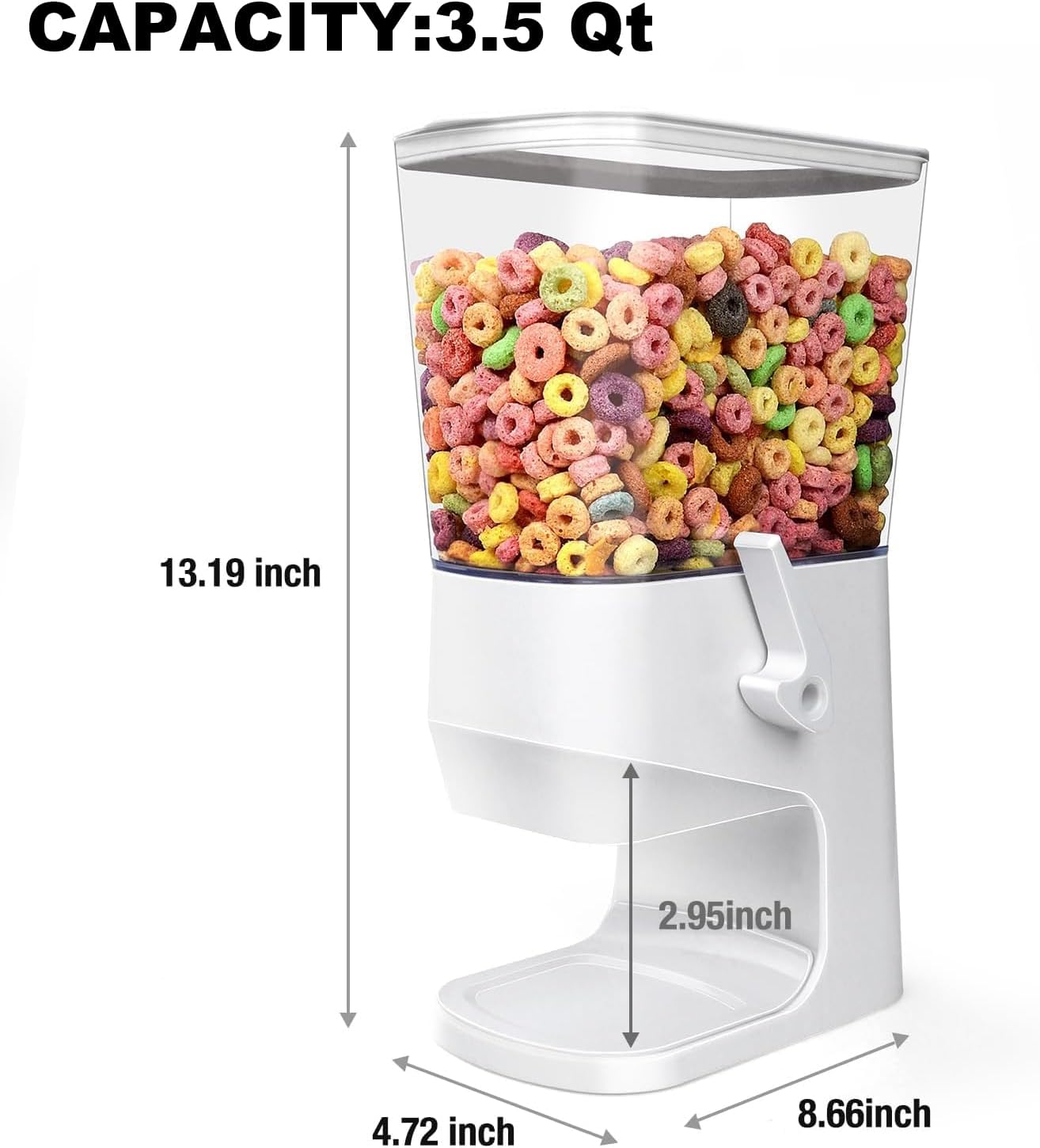 Cereal Dispenser Countertop With Bowls and Spoons Cereal Containers Storage for Pantry Snack Organizer Dry Food Storage Container with Lid for Kitchen Organization Oatmeal Nut Granola（1pcs White）