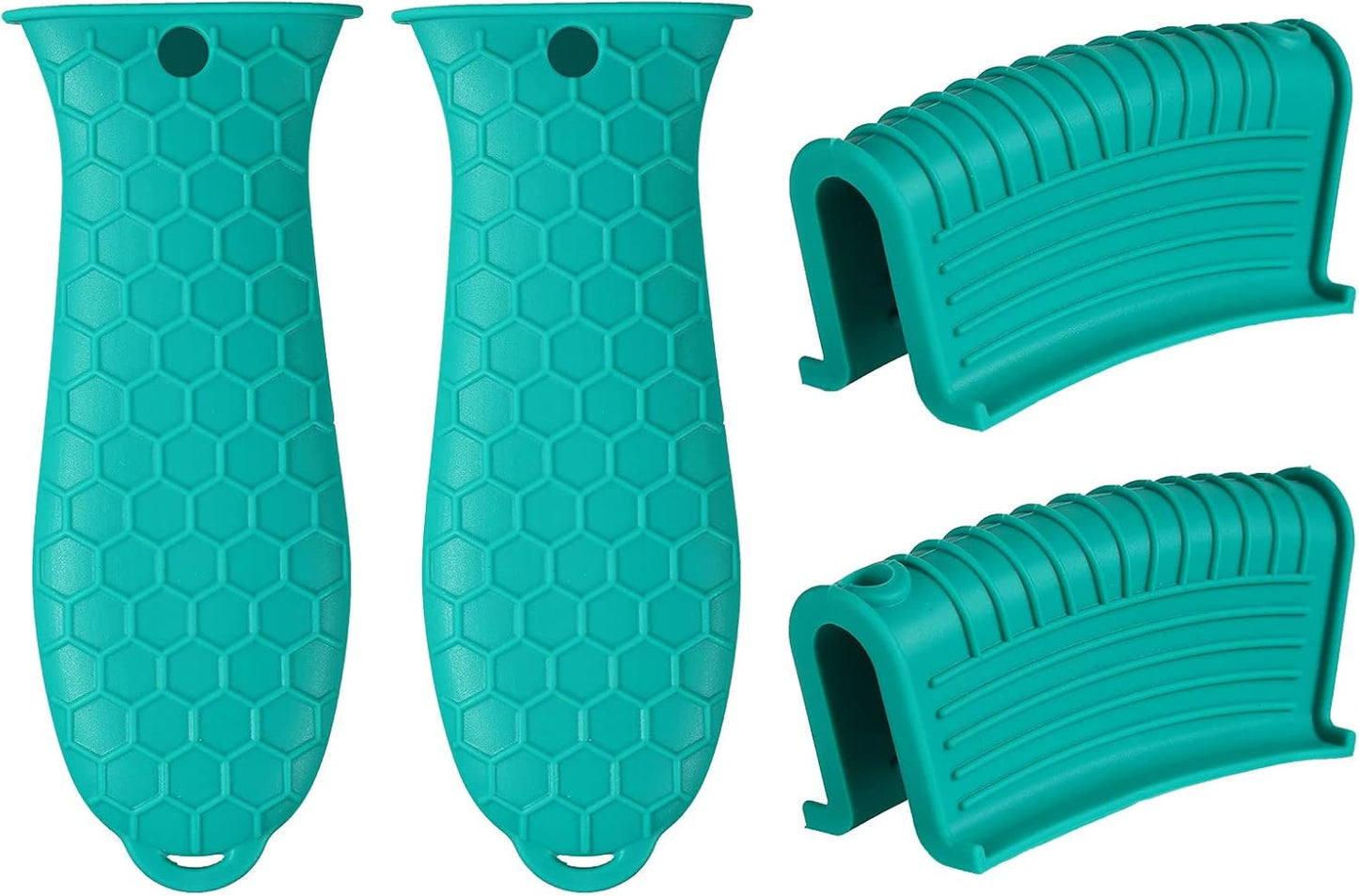 4 Pieces Silicone Hot Tool Holder Heat Resistant Potholder Cookware Handle Non Slip Rubber Pot Holders Handles Grip Covers for Cast Iron Skillet Silicone Cooking Kitchen Suits (Green)