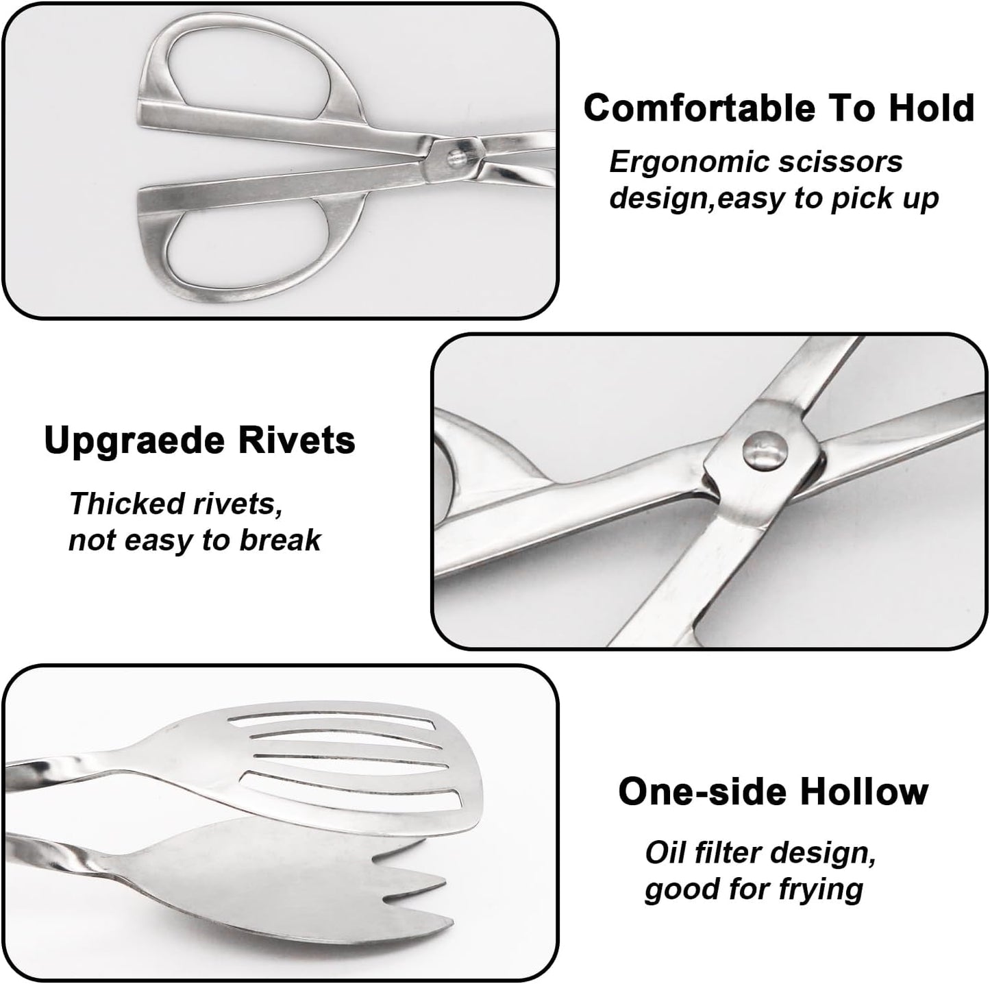 Food Serving Tongs 2 PACK Stainless Steel Salad Tongs for Cooking Cake Bread Kitchen