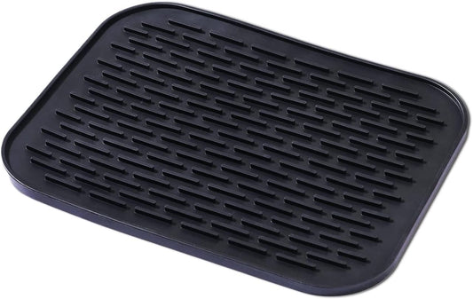 Small Dish Drying Mat, Silicone Dish Mats for Kitchen Countertop, 11.5"x9.1", for Rack Over the Sink, Pots, Pans, Glassware, Silverware, Stemware, Car Center Cap, Dishwasher safe, Reusable