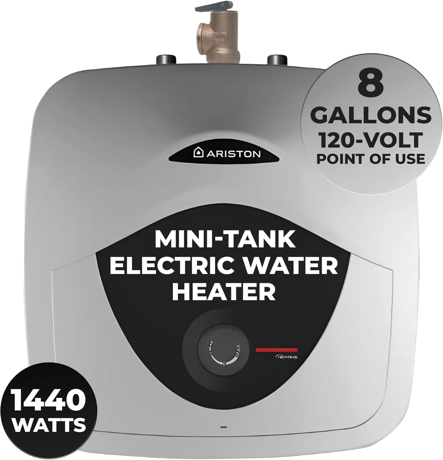 8 Gallon Capacity, 120-Volt – Ariston Andris Mini Tank Electric Water Heater – Heating Solution for Under Sink, RV, and Compact Spaces, Smart Boost for Versatile Heating, Simple Installation