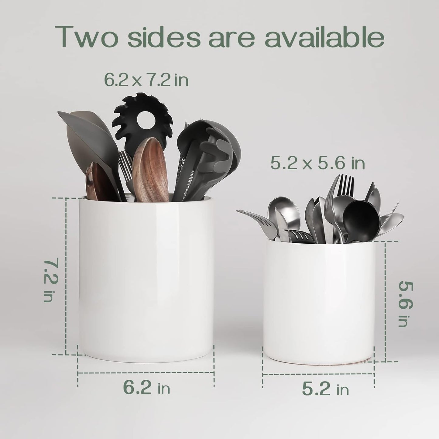 DOWAN Kitchen Utensil Holder, Utensil Holder for Countertop, Utensil Crock with Table-Protection Cork Mat, Handmade DIY Gifts, Farmhouse Kitchen Decor, Cream White