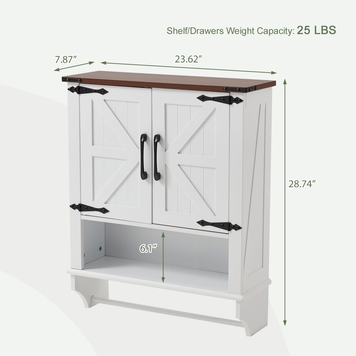 JOMEED Bathroom Wall Cabinet, Farmhouse Medicine Cabinet Storage with Doors and Adjustable Shelf, Over The Toilet Storage, White