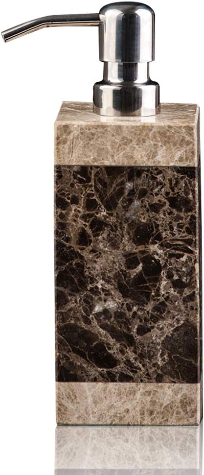 Hand Liquid&Lotion Soap Dispenser Pump Bottle Natural Marble for Kitchen Bathroom Countertop Laundry Room Holds Dish Soap Shampoo Laundry Liquid Shower Gel(Coffee Colour)