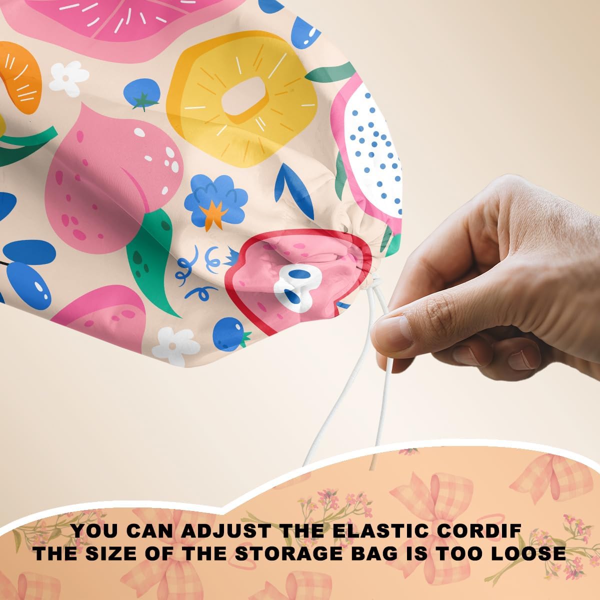 Abstract Summer Fruits Plastic Bag Holder for Kitchen Essentials, Grocery Bag Holder for Plastic Bags, Dragon Fruit Orange Peach Reusable Grocery Bags Storage Dispenser for Home Kitchen Farmhouse