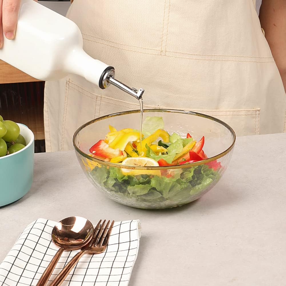 Sweejar 19 Fl Oz Ceramic Olive Oil Dispenser Bottle with Spout, Large Oil Dispenser for Kitchen, Opaque EVOO Oil and Vinegar Cruet for Cooking, Oil Container for Avocado Oil, Pack of 1 (White)