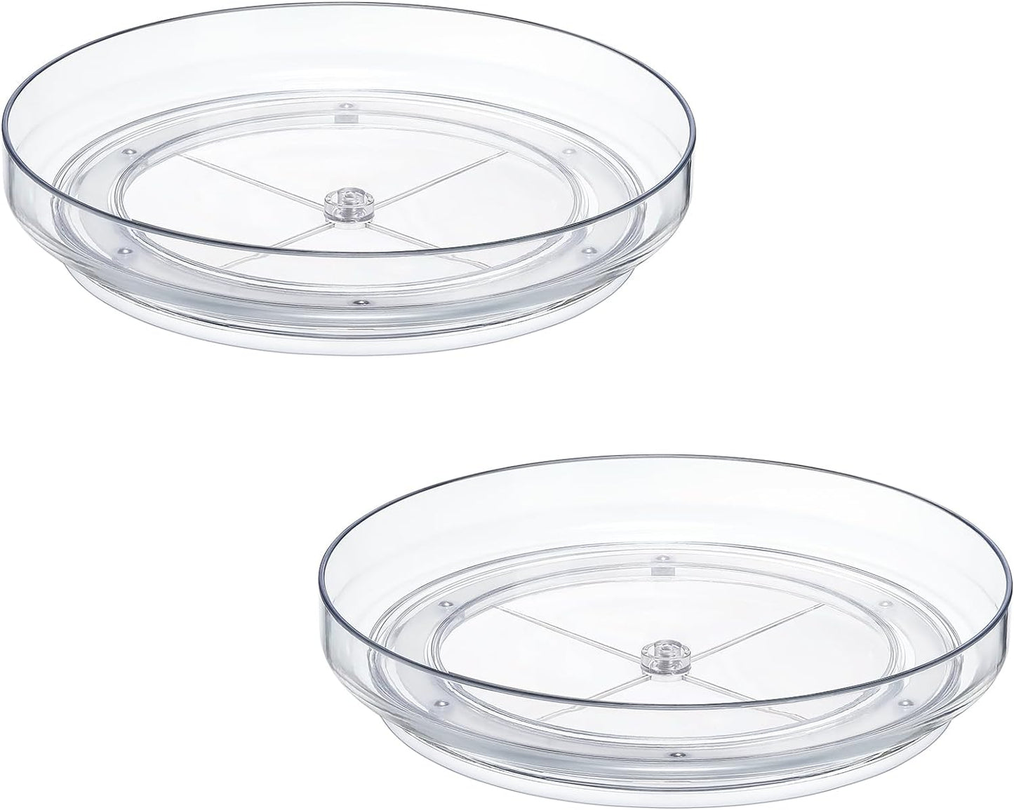 2 Pack, 10 Inch Clear Non-Skid Lazy Susan Organizers - Turntable Rack for Kitchen Cabinet, Pantry Organization and Storage, Fridge, Bathroom Closet, Vanity Countertop Makeup Organizing, Spice Rack