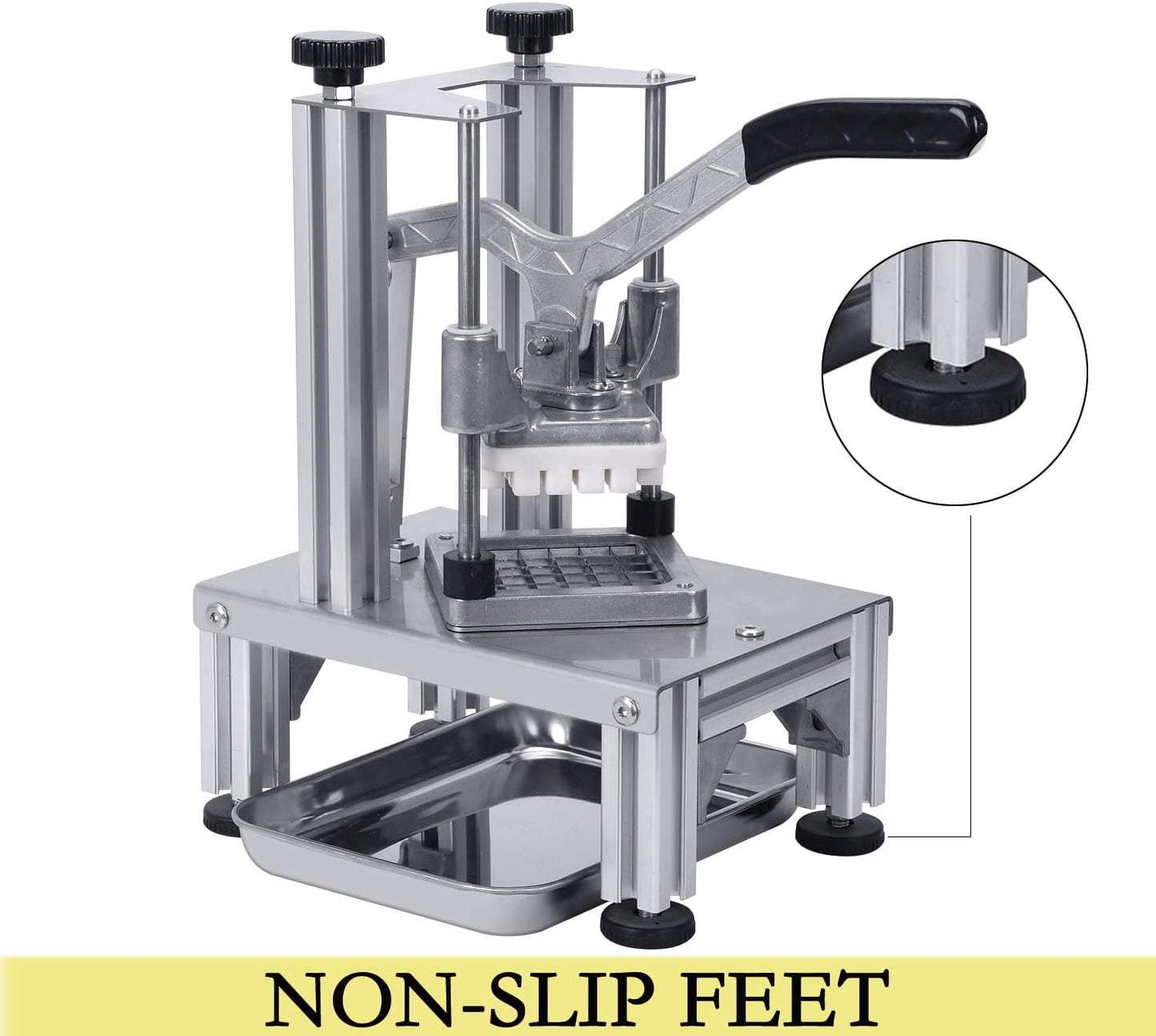 Commercial French Fries Cutter 1/4″ 3/8″ 6 Wedges 6 Wedges to Core Stainless Steel Blades Potato Slicer Fruit Chopper for Restaurant Home Kitchen Cutting, Sliver