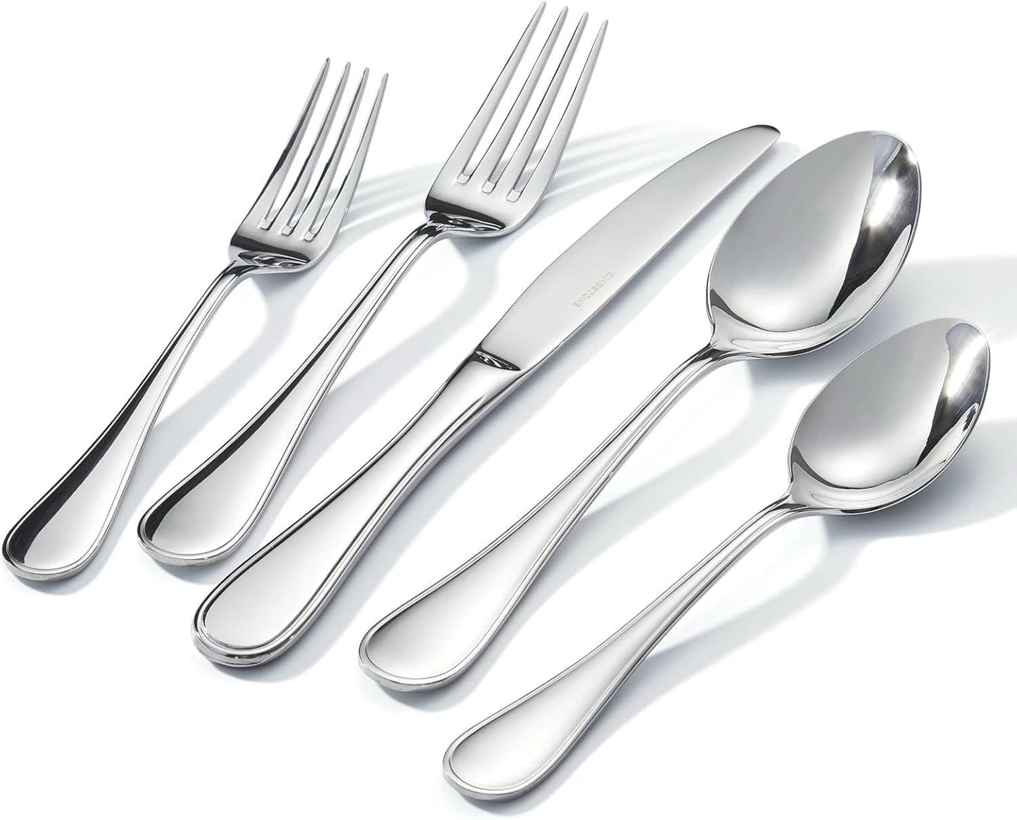 KINGSTONE 30 Piece Teardrop Silverware Set for 6, 18/10 Stainless Steel Flatware Set, Modern Design Cutlery Set for Home/Hotel/Wedding,Mirror Polished and Dishwasher Safe