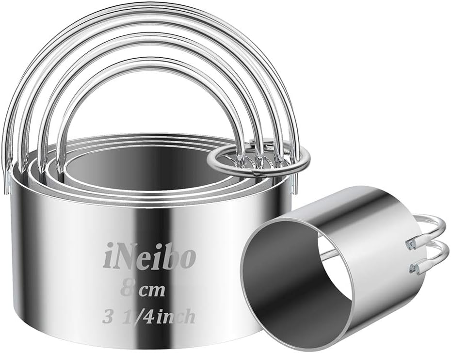 iNeibo Biscuit Cutter Set, Cookie Cutter, Round Shape Circle Scone Cutters, Pastry Dough Baking Cutter, Shapes Pastry Cutter for Dumpling Skin Cutters, Dough, Pastry, Donut, Fondant, DIY, Cake Décor