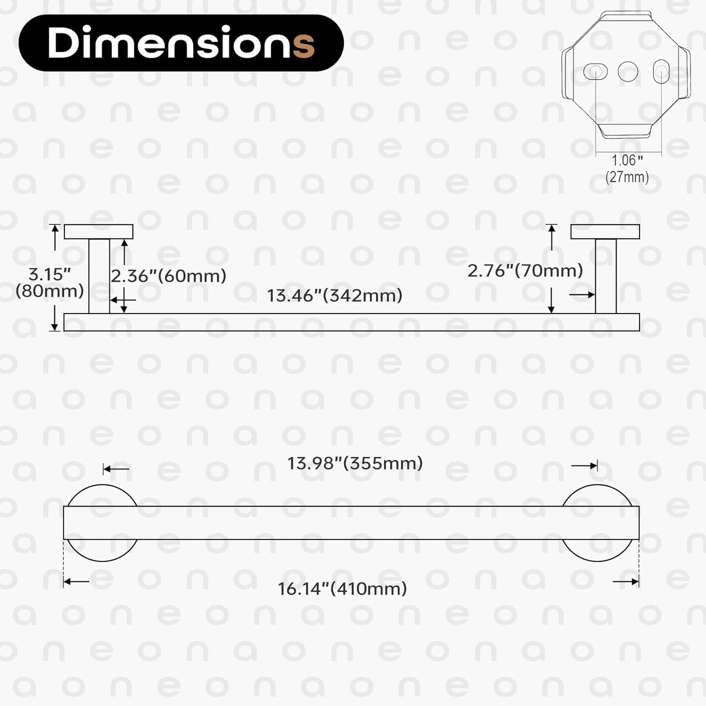 16 Inch Bathroom Towel Bar Bath Towel Rack Kitchen Towel Holder Towel Hanger Wall Mounted SUS304 Stainless Steel Brushed Nickel AN4001BR-L16
