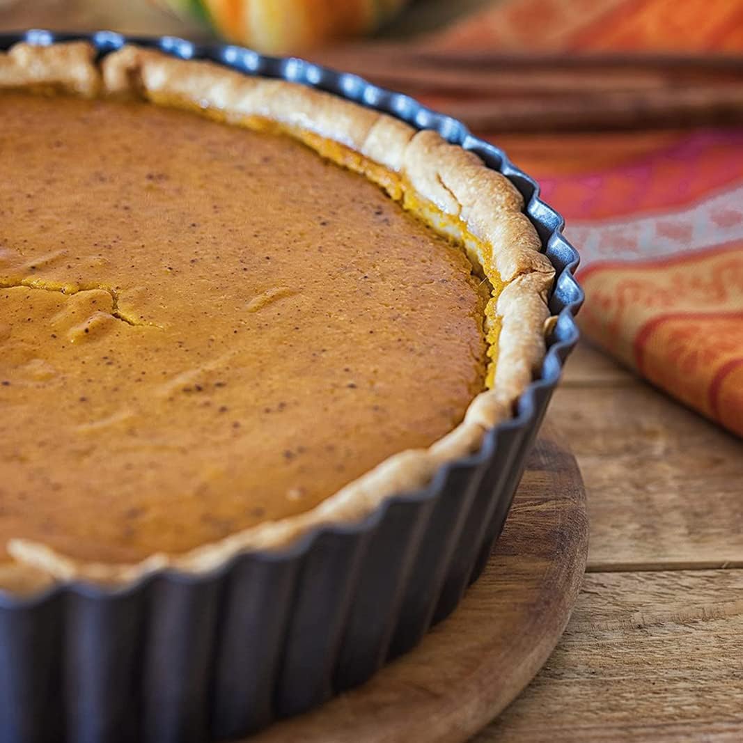 2 Pack Nonstick Tart Pan, Quiche Pan, Carbon Steel Deep-dish Pie Pan with Removable Loose Bottom (10 In)