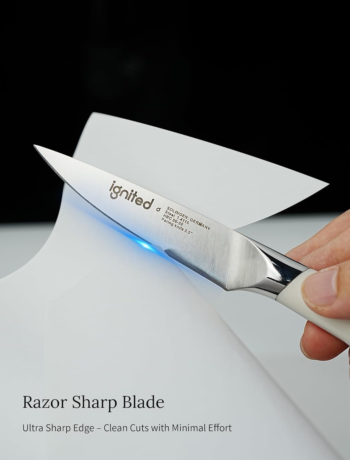 3.5 Inch Paring Knife – German Stainless Steel, Ergonomic Ivory White Handle, Minimalist Small Kitchen Knife for Peeling & Cutting, Ideal Gift for Chefs, Cooks