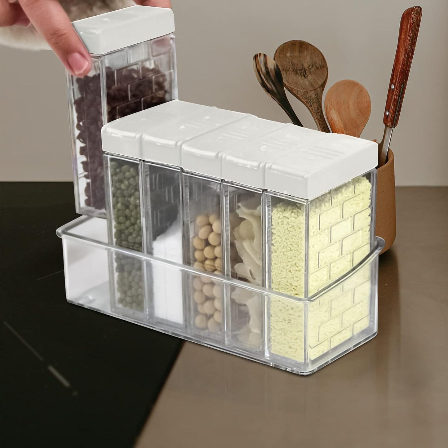 6 Pcs Spice Shaker Jars, Salt and Pepper Shakers, Plastic Spice Dispenser, Salt Shakers, Seasoning Shaker Box, Condiment Set, spice containers (White)