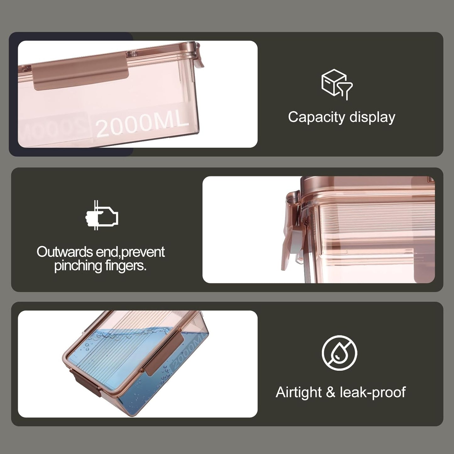 Eclirgan Freezer Storage Containers,Reusable Food Containers Set with BPA Free/Airtight,Clear Food Storage Set with Lock/Lids for Salad/Fruit(0.5/1/2 QT)