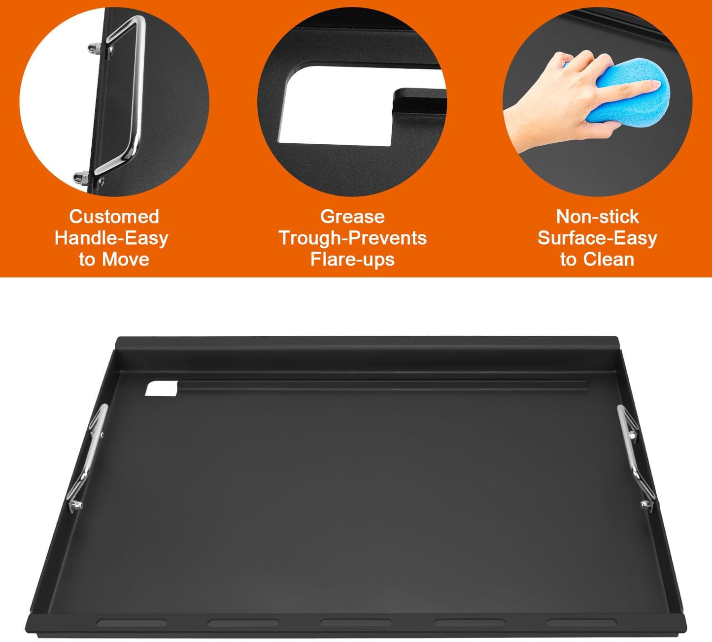 Full-Size Griddle Inserts for Weber Summit 400 Gas Grills, Flat Top Griddle Replacement Parts for Summit E-420 E-450 E-470 S-470, Replace for Weber 67550 Grates