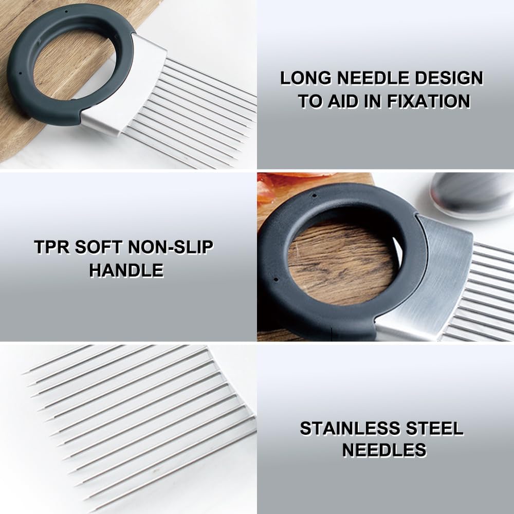 Onion Holder for Slicing, Stainless Steel Onion Slicing Rack, 2024 Upgraded Slicer, Lemon Slicer Vegetable Cutter, Home Kitchen Tools, Fruit, Lemon Slice Aids (2pc)