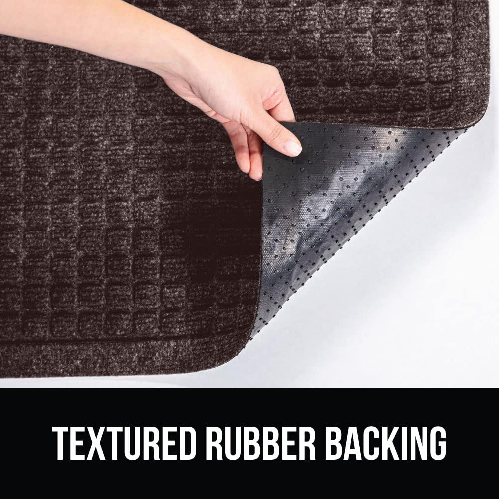 GORILLA GRIP Front Door Mat, Indoor Outdoor Ultra Absorbent HydroAbsorb Doormat, Absorbs Up to 1.7 Cups of Water, Stain and Fade Resistant, Rubber Backing Doormats, Captures Dirt, 29x17 Coffee