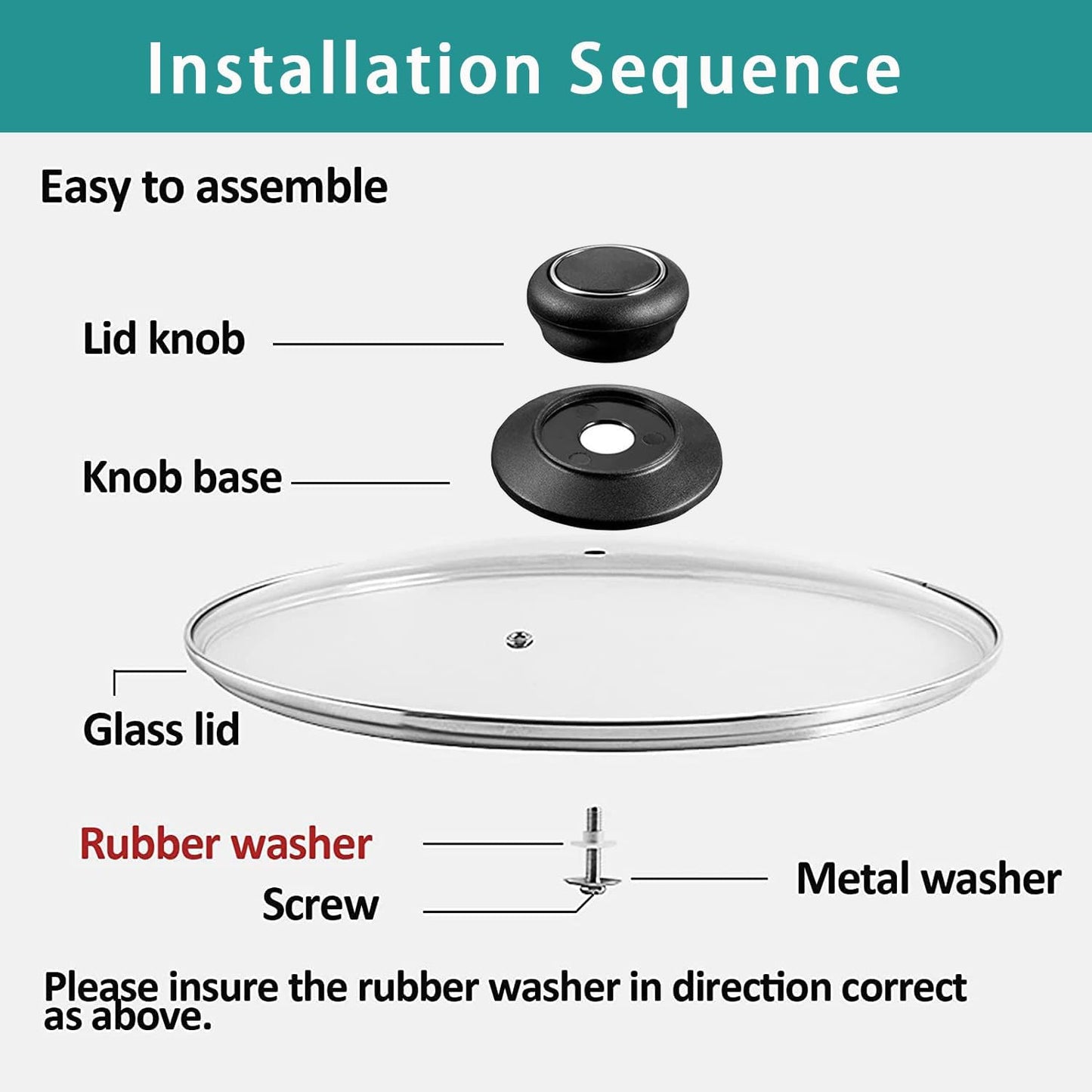 11 Inch Pan Lid Tempered Glass Pot Lid Replacement Glass Cover for 11" Cast Iron Skillets, Frying Pans, Pots and Wok, Heat Resistant Handle