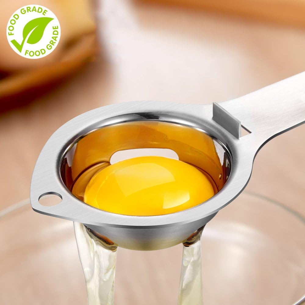Egg Separator Egg Yolk White Separator Stainless Steel Egg White Yolk Sifting Filter Egg Divider Kitchen Tool for Baking/Cooking