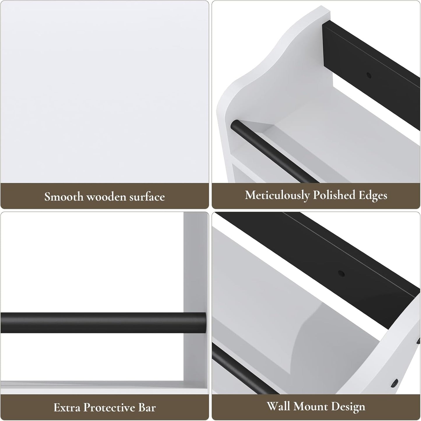 3 Tier Wooden Spice Rack, Seasoning Jars Rack Shelf Spice Organizer for Countertop or Wall Mount, Vertical Spice Holder for Kitchen Counter, Cabinet, Pantry, White