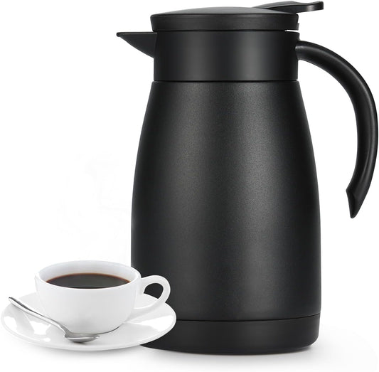 27 Oz Thermal Carafe with Ceramic Liner, 750 ml Insulated Stainless Steel Small Carafe for Keeping Coffee, Tea and Water Hot, Black