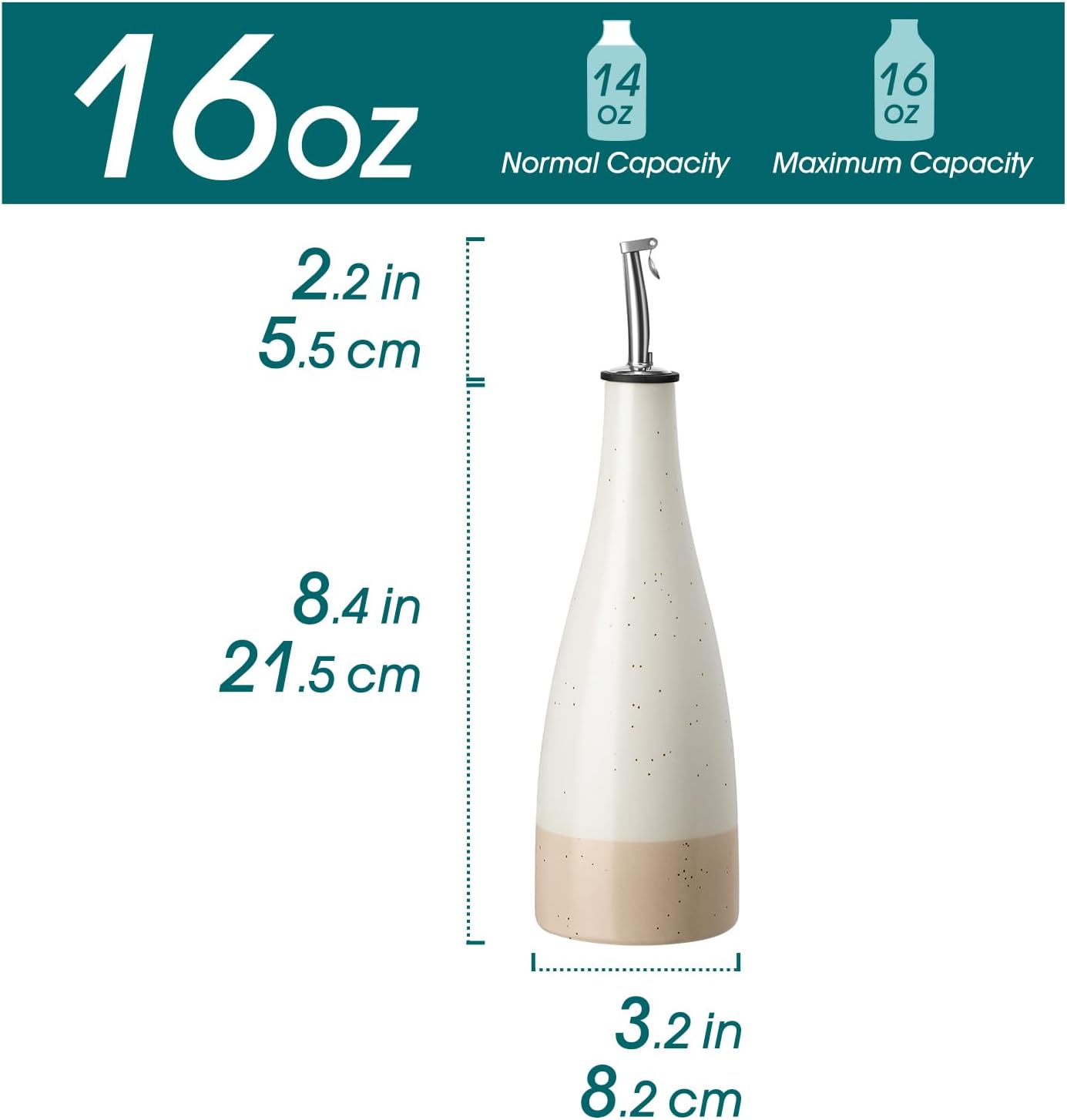 vancasso 16 Oz Ceramic Olive Oil Dispenser Bottle, Bottle Dispenser with Spout and Funnel for Kitchen,Suitable for Oil, Vinegar, Coffee Syrups & Other Liquids，Cream