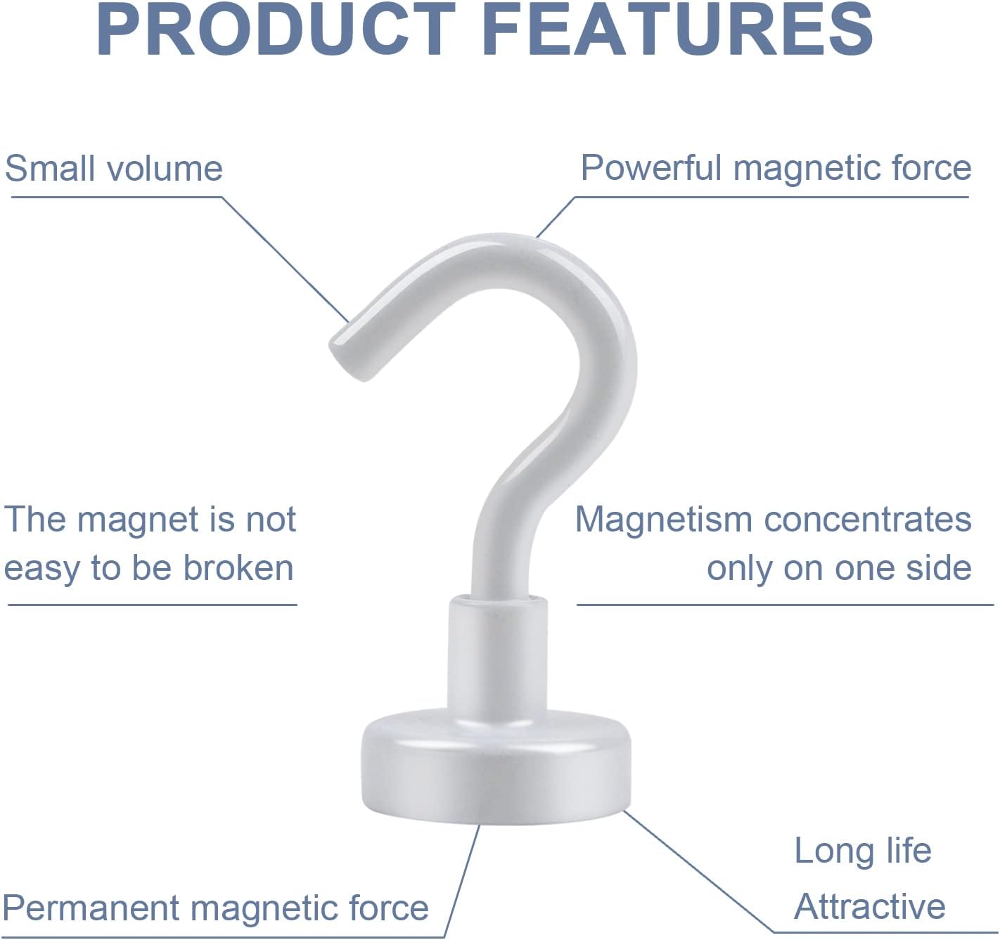 DIYMAG Outdoor Hooks for Hanging String Lights, White Magnetic Hooks Strong 30lbs+ Hanging Party Light Wall Cable 2025 Cruise Cabin Ship Essentials Heavy Duty Strong Magnets for Outside Grill 6PCS